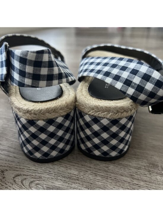 Rag & Bone Megan Gingham Canvas Platform Sandal Navy White Womens 6.5 EU 37 New - Picture 8 of 15